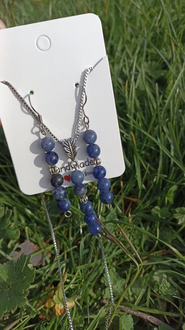 Parure Collier Boucles d'oreilles Sodalite