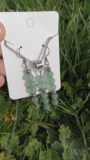 Parure Collier Boucles d'oreilles Aventurine